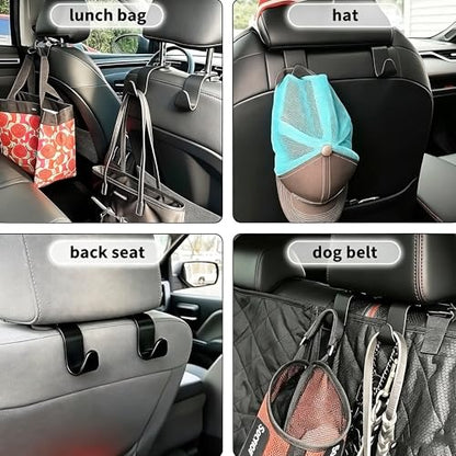 Car Seat Hooks 4 Pack, Headrest Hooks for Purses Groceries Bags with Metal Lock, Car Purse Holder Seat Back Storage Hooks