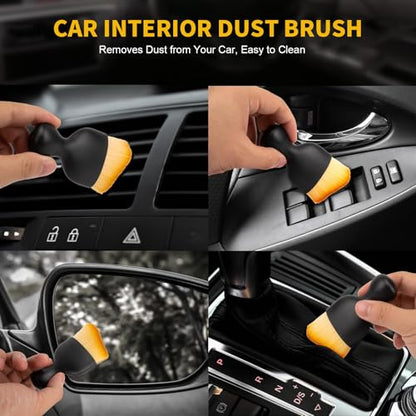 Car Detailing Brush Set, Soft Bristle Interior Cleaning Brushes for Car Dust Removal, Dashboard, Air Vent and Seat Crevice Cleaning (10Pcs With Dust Cover + 2Pcs Long Handle) - color: 10Pcs With Dust Cover + 2Pcs Long Handle