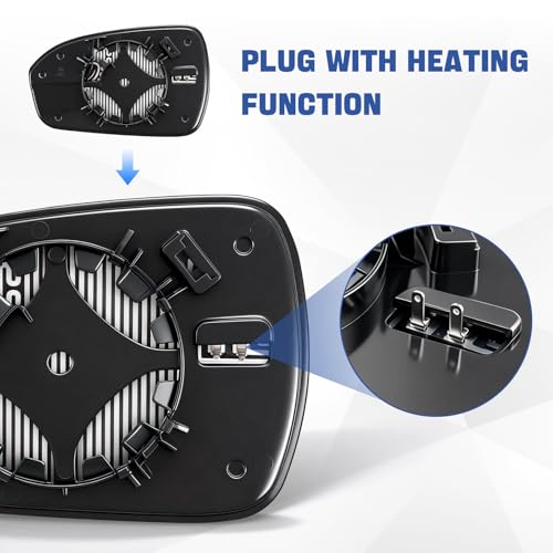 Passenger Side Mirror Replacement for 2013-2020 Ford Fusion, Right Side View Heated Convex Mirror with Blind Spot Rear Holder, Replace DS7Z17K707B - size: Right
