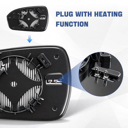 Passenger Side Mirror Replacement for 2013-2020 Ford Fusion, Right Side View Heated Convex Mirror with Blind Spot Rear Holder, Replace DS7Z17K707B - size: Right