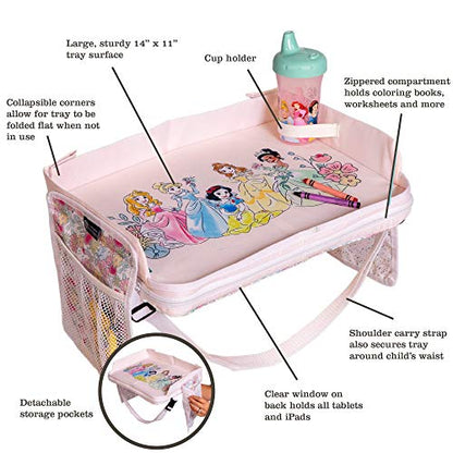 J.L. Childress Disney Baby 3-IN-1 Kids Travel Tray & Tablet Holder - Car Seat Lap Tray Desk for Toddlers, Road Trip Essentials, Car Seat Activity Table, Travel Accessories - Disney Princess - style: Princess