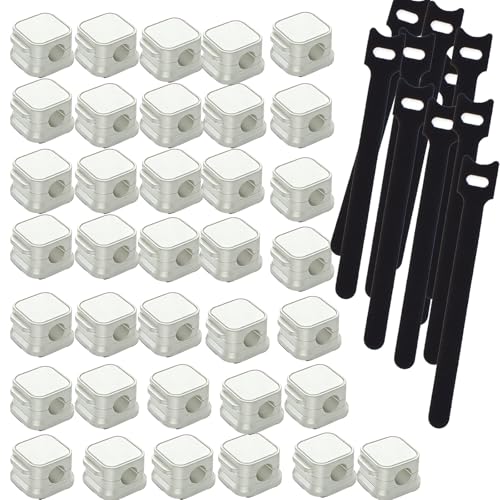 36 PCS Magnetic Cable Management Clips Magnetic Cable Clips for Desk Nightstand Cord Phone Car Adhesive Cable Clips Includes 10 PCS Adjustable Cord Straps Wire Organizer Home Accessories White - color: white3