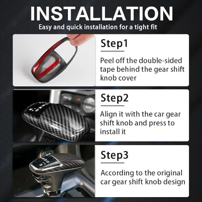 Car Gear Shift Knob Cover Accessories for Dodge Charger Challenger 2015-2023 Durango 2016-2024 Auto Interior Trim Protector Cap-Carbon Fiber Grain - size: Dodge