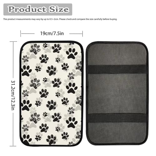 Dreaweet Black Dog Paw Print Car Center Console Cover for Women Cute Car Armrest Cover Center Console Cushion Pad Soft Comfy Arm Rest Cover for Car Truck SUV Van - color: Black Dog Paw