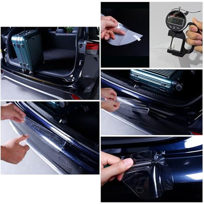 Car Rear Bumper Protector 8.5 Mil Clear PPF Film for Car Paint Protection, Universal Door Entry Edge Guard & Scuff Plate Protector, Invisible Anti-Scratch Door Step Wrap for Cars, SUV, Trucks - size: TPU 8.5 mil 45.28"L x 2.36"W