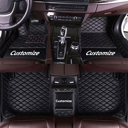 Custom Making Car Floor Mats for 90% Car Model Luxury Leather All Weather Waterproof Anti-Skid Full Coverage Liners (Black) - color: black