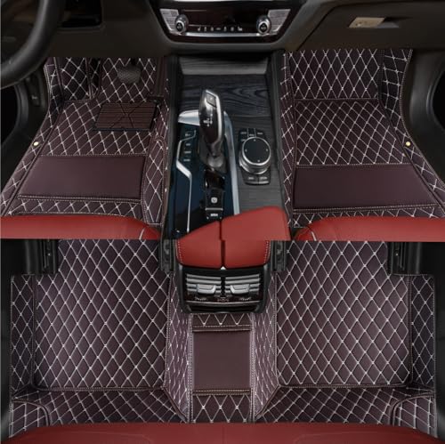 Custom Personalized Floor Mats for Cars，Luxury Full Coverage All Weather Car Floor Mats，Anti-Slip Leather Car Mat Set ，Custom Floor Mats for 99% of Cars, Trucks & SUVs (Dark Brown) - color: Dark brown