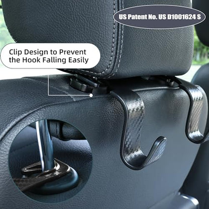 Car Seat Headrest Hooks Vehicle Storage Organizer for Purses Handbags Groceries Coats – Holds 55 lbs 360° Rotating Checkered Pattern Design 4 Pack (Black Checkered) - color: Black Checkered