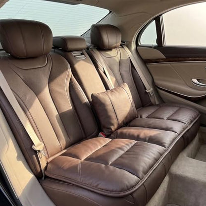 A leather rear seat cushion specially designed for cars - made by hand - can relieve pain in the buttocks, pressure points, and sciatic nerve. | Rear seat cover (Coffee Brown, Rear Seat Cushion) - color: Coffee Brown, size: Rear Seat Cushion