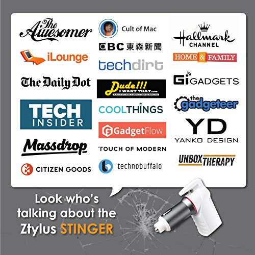 Ztylus Stinger Car Vehicle Emergency Escape Tool: Life-Saving Multi-Tool, Spring Loaded Window Breaker Punch, Seat Belt Cutter (1x White Stinger) - color: White 1 Pc
