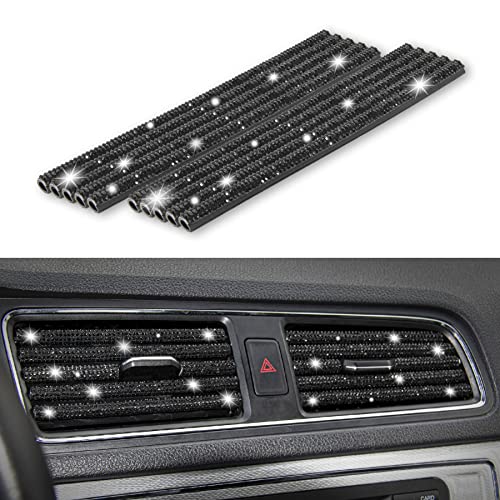 LivTee Bling Car Air Vent Outlet Moulding Trim, 10PCS Car Air Conditioner Decoration Strip, Bling Rhinestone Diamond Car Interior Accessories for Women and Teens, Black - color: Bling Black