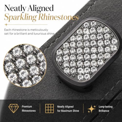2Pcs Bling Car Headrest Hooks, Premium Leather & Sparkling Rhinestone Dual Metal Hooks, Back Seat Organizer for Bags, Coats, Purses and Groceries (Crystal Gray) - color: Crystal Gray 2Pcs