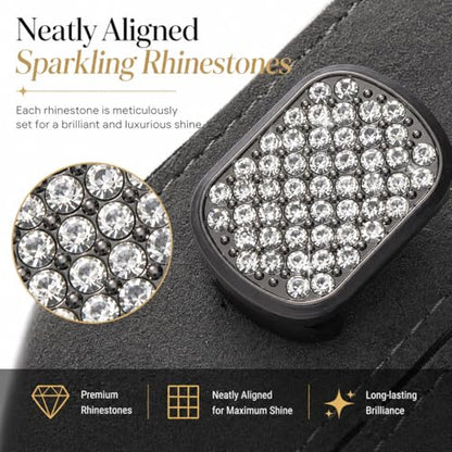 2Pcs Bling Car Headrest Hooks, Premium Leather & Sparkling Rhinestone Dual Metal Hooks, Back Seat Organizer for Bags, Coats, Purses and Groceries (Crystal Gray) - color: Crystal Gray 2Pcs