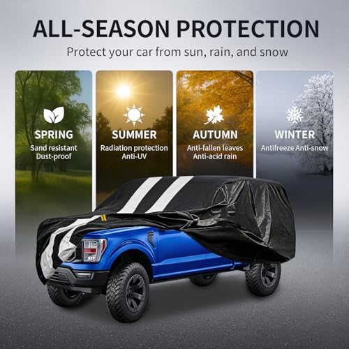 Truck Cover with Camper Shell Topper, Universal Fit Ford F-Series,Chevy Silverado,Dodge Ram,GMC Sierra and Toyota Tundra etc, Truck Cover Waterproof All Weather with Zipper(Length:242 to 262 inch) - size: Truck with Shell(Length:242 inch to 262 inch)