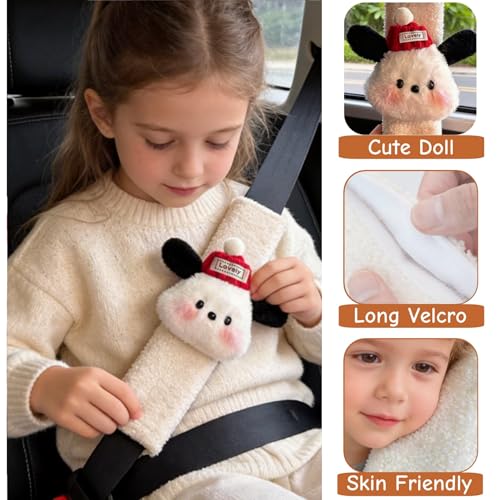 2 PCS Seat Belt Cover Pad, Cute Kawaii Animal Dog Seatbelt Covers for Kids and Adults, Winter Plush Fluffy Soft Seat Belt Cover, Cartoon Seatbelt Cushion,Car Seat Strap Pads (G-Dog) - color: G-Dog