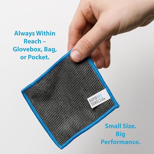 Rapid Dry Towels Micro RDTs Ultra-Soft Microfiber Towels | 6 Pack | 3.9 x 3.9 in | Channel Weave Lint-Free Cleaning Cloths | Scratch-Free Cloth for Glasses, Car Interior, Camera Lens & Electronics