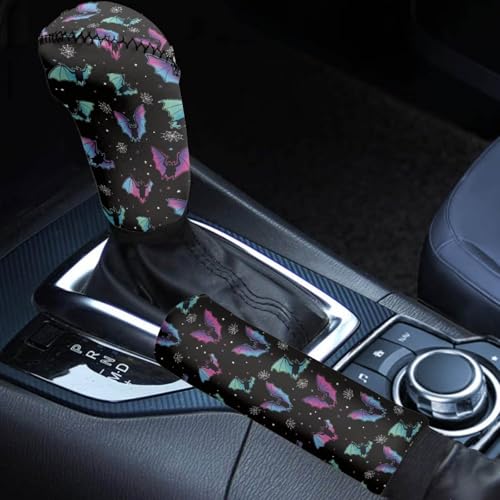 KEIAHUAN Halloween Car Shift Gear Stick Hand Brake Cover Bats Print Comfortable Anti-Slip Auyo Shift Knob Protector Car Interior Accessories for Women Men - color: Bats