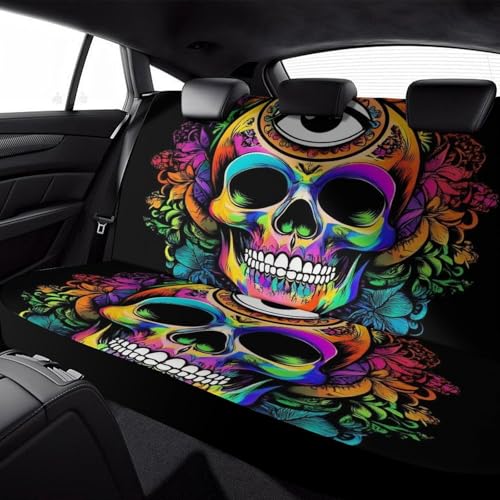 Soft Comfortable Skull Head Lotus Art Car Seat Covers Universal Fit for SUV Truck Sedan Minivan, Scratch Protection Vehicle Seat Protectors Auto Supplies - color: Pattern 437