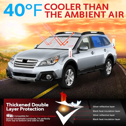 KAYZT Windshield Sun Shade for 2010-2014 Su-baru Outback Foldable Sunshade Front Window Custom Fit Car Accessories - size: for 2010-2014 Su-baru Outback