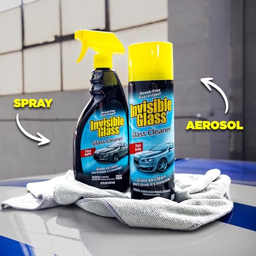 Invisible Glass 99011 Premium Aerosol Glass Cleaner Spray Kit Includes 3 Premium Aerosol Glass Cleaner Spray, 3 Waffle Weave Microfiber Towels for Streak-Free Auto Glass Windows, Windshields & Mirrors - size: 6 Count (Pack of 1)
