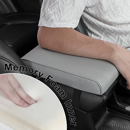 SEG Direct Car Center Console Cover, Breathable Leather Auto Armrest Cover, Memory Foam Arm Rest Cushion, Universal Car Seat Box Cover Car Interior Accessories, Gray - color: Gray Leather