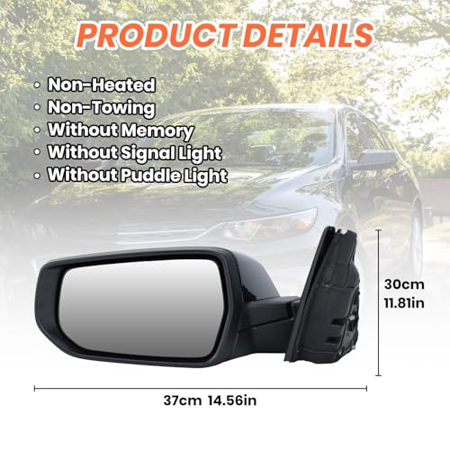 Driver Side View Mirror Compatible with Chevy Malibu 2016 2017 2018 2019 2020 2021 2022 Non Heated Without Signal Light Manual Folding LH(Gloss Black) - color: 3Pins-Gloss Black, size: Left Driver Side