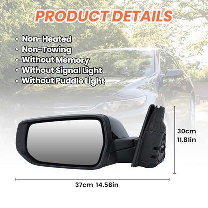 Driver Side View Mirror Compatible with Chevy Malibu 2016 2017 2018 2019 2020 2021 2022 Non Heated Without Signal Light Manual Folding LH(Gloss Black) - color: 3Pins-Gloss Black, size: Left Driver Side