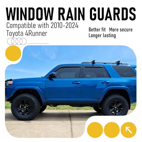 in-Channel Window Visors Rain Guards Fit for 2010-2024 Toyota 4Runner Extra Durable Window Deflectors Rain Guards Vent Visors Sun Shades 4Pcs