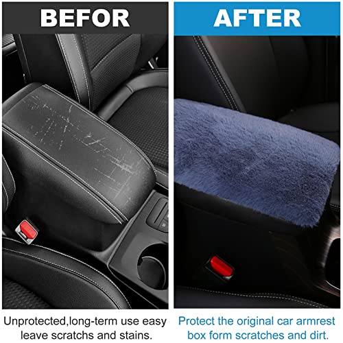 Fluffy Furry Armrest Cover for Car, Auto Center Console Cover Pad Car Soft Console Pad Wool Fur Armrest Seat Box Cover Protector Universal Fit for Most Vehicle, SUV (Gray) - color: Gary