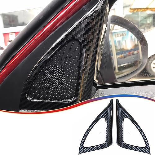 MUXEE 2PCS Car Door Window A Pillar Speaker Cover Trim Frame for Kia Forte 2019-2024 - ABS Carbon Fiber Sport Interior Accessories - color: carbon fiber