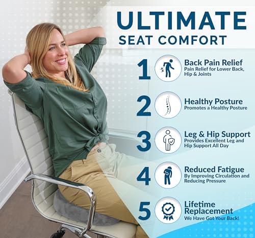 ComfiLife Gel Enhanced Seat Cushion – Office Chair Cushion – Non-Slip Gel & Memory Foam Coccyx Cushion for Tailbone Pain - Desk Chair Car Seat Cushions Driving - Sciatica & Back Pain Relief (Gray) - color: Gray