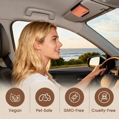 Car Air Freshener - 3 Pack (Amber-Teak-Pine) Wooden Air Freshener, Natural Essential Oil Scents, Car Accessories for Women, Smell Good Premium Automotive Gift Set - Metal Clip Included - style: 3 Pcs