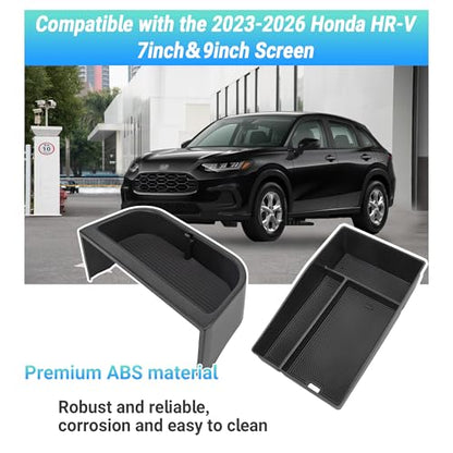 Center Console Organizer Compatible with 2023-2026 Honda HR-V Interior Accessories, Armrest Tray＆Dashboard Storage Organizer Box, Fits both Honda HRV 7-inch and 9-inch Screen