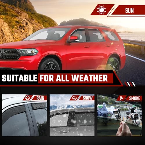 in-Channel Rain Guards Fit for Dodge Durango 2011-2025 Black Extra Durable Shatterproof Side Window Deflectors, Window Visors, Wind Deflectors - 4 PCS - size: Fit for Dodge Durango 2011-2025 in Channel