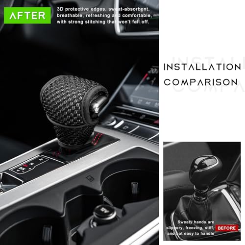 Car Gear Shift Knob Cover, Anti-Slip Manual Automatic Shifting Knob Gear Handle Stick Protection, Breathable Automotive Rod Lever Shifter Knobs Cover for SUV Truck RV (Black, Regular) - color: Black, size: Regular