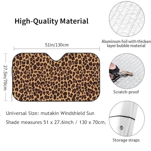 Leopard Car Windshield Sunshade Front Window Sun Visor Protector Foldable Shield Cover for Truck SUV - color: White3