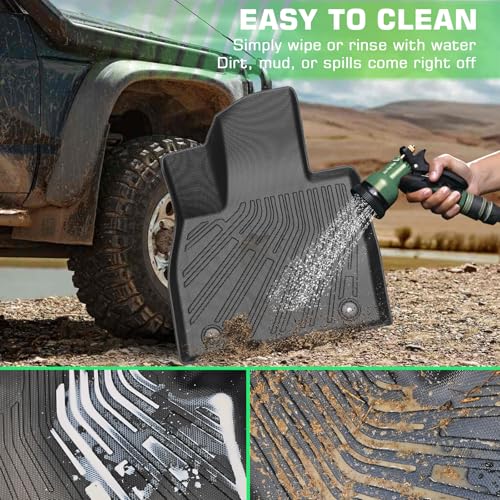 Floor Mats for Chevy Traverse 2007-2017 | 2008-2017 Buick Enclave | 2007-2017 GMC Acadia | 2007-2010 Saturn Outlook All Weather Custom Fit TPE Floor Liners for Traverse 1st, 2nd and 3rd Row - style: 3 Rows