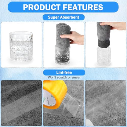 Tallew 15 Pcs 15 Pcs Car Microfiber Towels Buffing Drying Wash Cleaning Cloths Plush Large Towels Thick Care Polishing Detailing Waxing Scratch Proof Towel, 15.75 x 15.75 Inch (Dark Gray) - color: Dark Gray