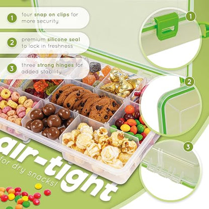 Create-ables Snackle Box Container Reel Bites BPA-Free Snack Container for Travel, 13-Compartment Snackle Box with Adjustable Dividers, Dishwasher Safe – 10.5 inch - size: 10.5 inch