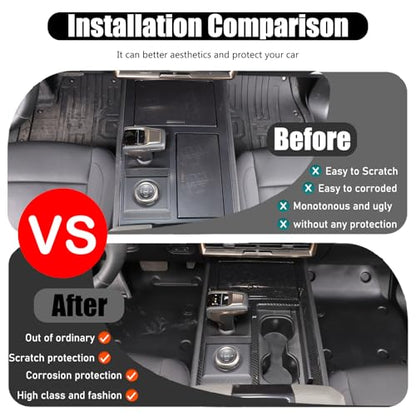 for Hummer EV Accessories Center Console Gear Shift Panel Cover Trim Frame for Hummer EV SUV Truck 2022-2024 2025 Gear Shift Control Anti-Scratch Panel Decorative Sticker (Carbon Fibre Pattern )