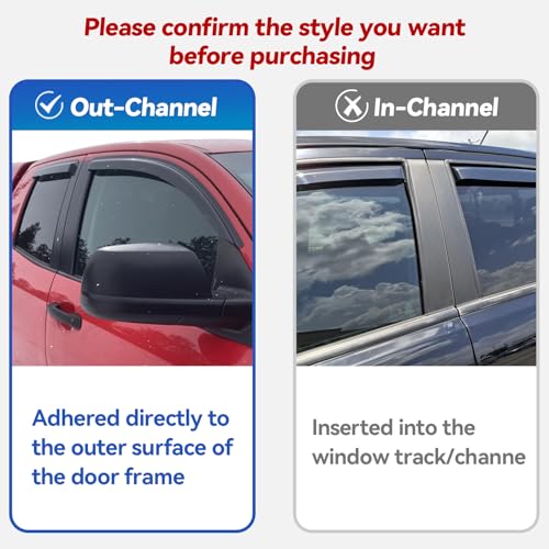 Window Visors Rain Guards for 1995-2004 Toyota Tacoma Regular Cab, Out-Channel Window Vent Wind Deflectors Visors Shades for 95-04 Tacoma Standard/Access Cab, 2PCS - size: 1995-2004 Toyota Tacoma