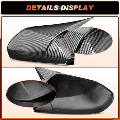 Carbon Fiber Mirror Cover Caps Fit for Toyota Camry 2018 2019 2020 2021 2022 2023 2024 2025- Rearview Side Mirror Covers-Ox Horn Design, Left Driver Side & Right Passenger Side,1 Pair - size: Fit for Camry 2018-2025-Ox Horn-Carbon Fiber