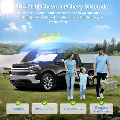 5pcs Car Window Shades for Chevrolet Silverado 2500 4WD LTZ 2020-2026 Accessories,Windshield Side Rear Full Sunshade,Sun Visor UV Blocking, Privacy Protection and Blackout for Camping Outdoor - size: for 2014-2019 Chevrolet/Chevy Silverado