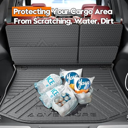 KUST Trunk Cargo Mat for Jeep Grand Cherokee 2011-2021, TPE Rubber Trunk Liner with Backrest Mat for Grand Cherokee Accessories All Weather Back Seat Protector Rear Cargo Liner Raised Edge - size: Cargo Mat