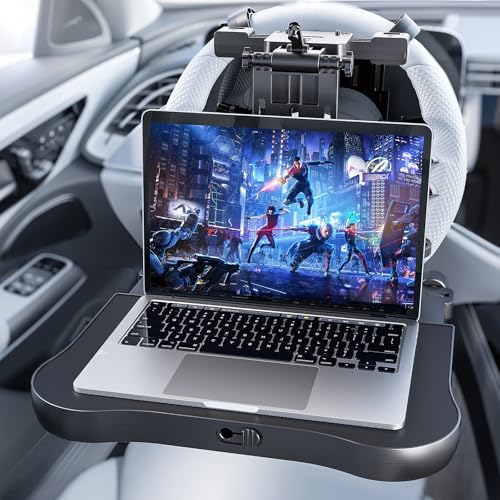 Car Seat Tray Table - Foldable Car Kids Passenger Roadtrip Eating Food Backseat Travel Trays Dinning Working Laptop Desk with Non-Slip Pad/Phone/Tablet Holder - size: 17.7" * 15.2"