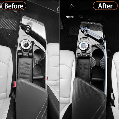 YOUTOOCAR 2PCS Gear Shift Panel Trim Covers Compatible with Kia EV6 2022-2026 Accessories (Carbon Fiber Pattern)