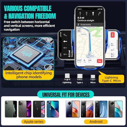 Wireless Car Charger, MAX 15W Fast Charging Auto Clamping, Sensing Phone Holder Mount, fit for iPhone 16 15 14 13 12 Pro Max Xs X, Samsung Galaxy S24 Ultra S23 S22 S21 S20 Note 20 (3-Blue) - color: 3-Blue