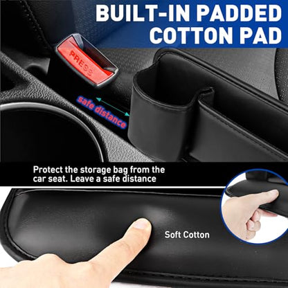 Car Seat Gap Filler Organizer, Universal PU Leather Car Seat Organizer with Cup Holder, Seat Gap Filler Storage Bag for Glasses, Phones, Keys, Cards and Small Items