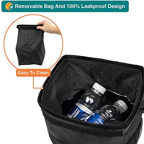 SUN CUBE Waterproof Car Trash Can with Lid, Mesh Pockets | Leakproof Car Garbage Can Hanging | Auto Trash Bin, Garbage Bag Organizer for Headrest, Console, Truck (Black) - color: Black