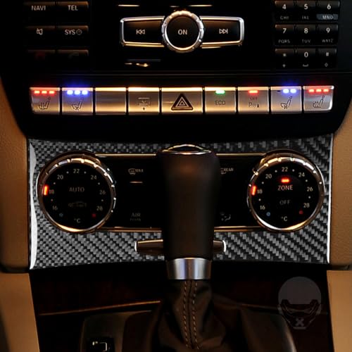 NVCNX Carbon Fiber Compatible with Mercedes-Benz C-Class W204 C250 C300 C350 C63 AMG 2012 2013 2014 Sedan / 2012-2015 Coupe Accessories Dash AC Control Panel Cover Sticker Decal Interior Trim A 1PC - color: Dash Ac Climate Control Panel Trim a - for 2012+